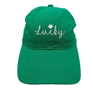 Lucky Shamrock Hat Buckle Strap Green White Embroidered